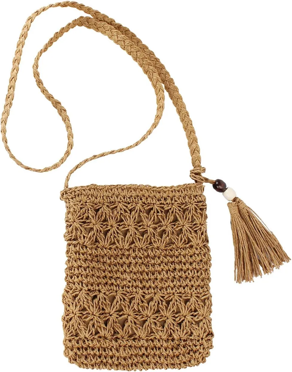 Ayliss Women Straw Crossbody Purse Beach Handmade Woven Shoulder Bag with Tassels