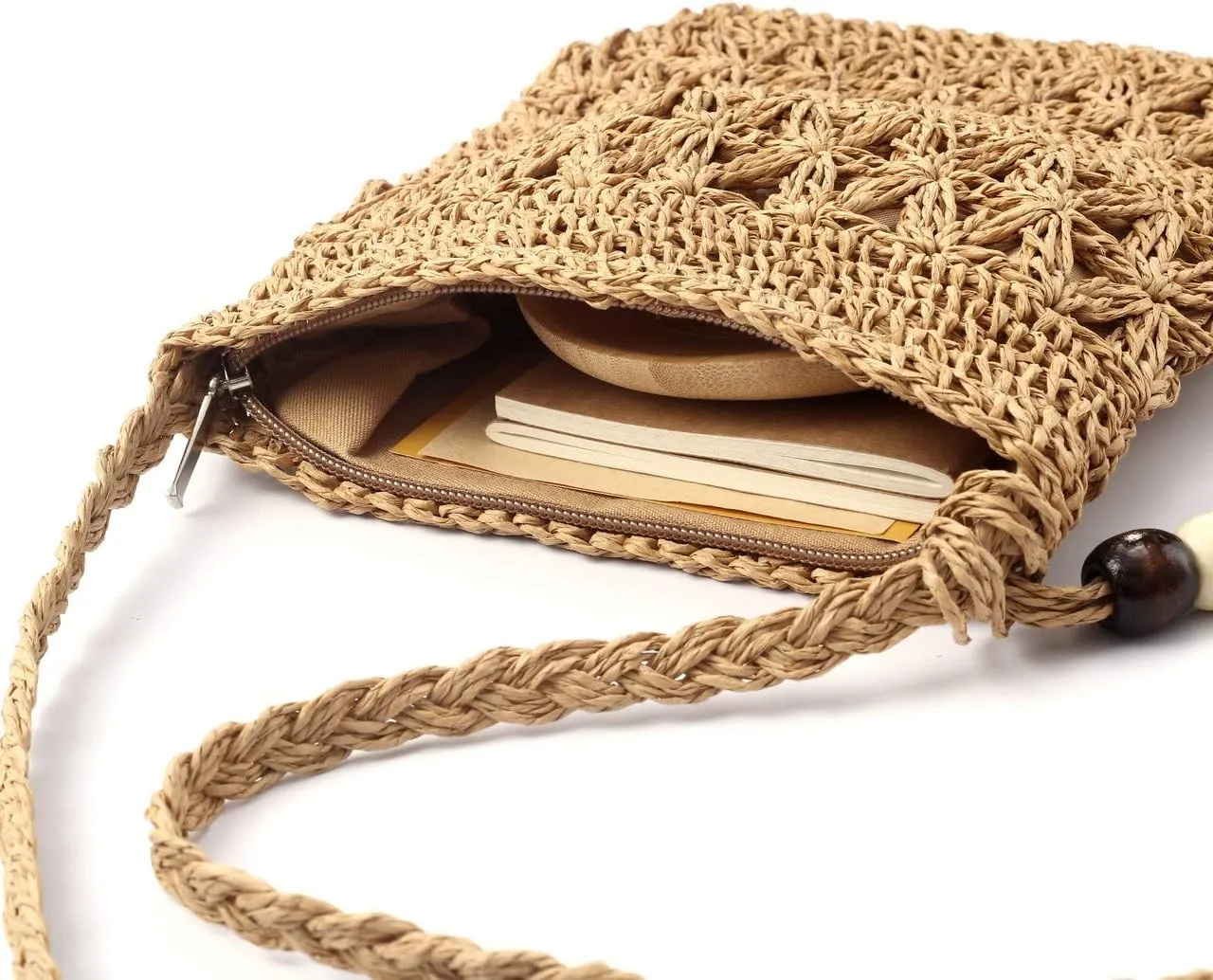 Ayliss Women Straw Crossbody Purse Beach Handmade Woven Shoulder Bag with Tassels