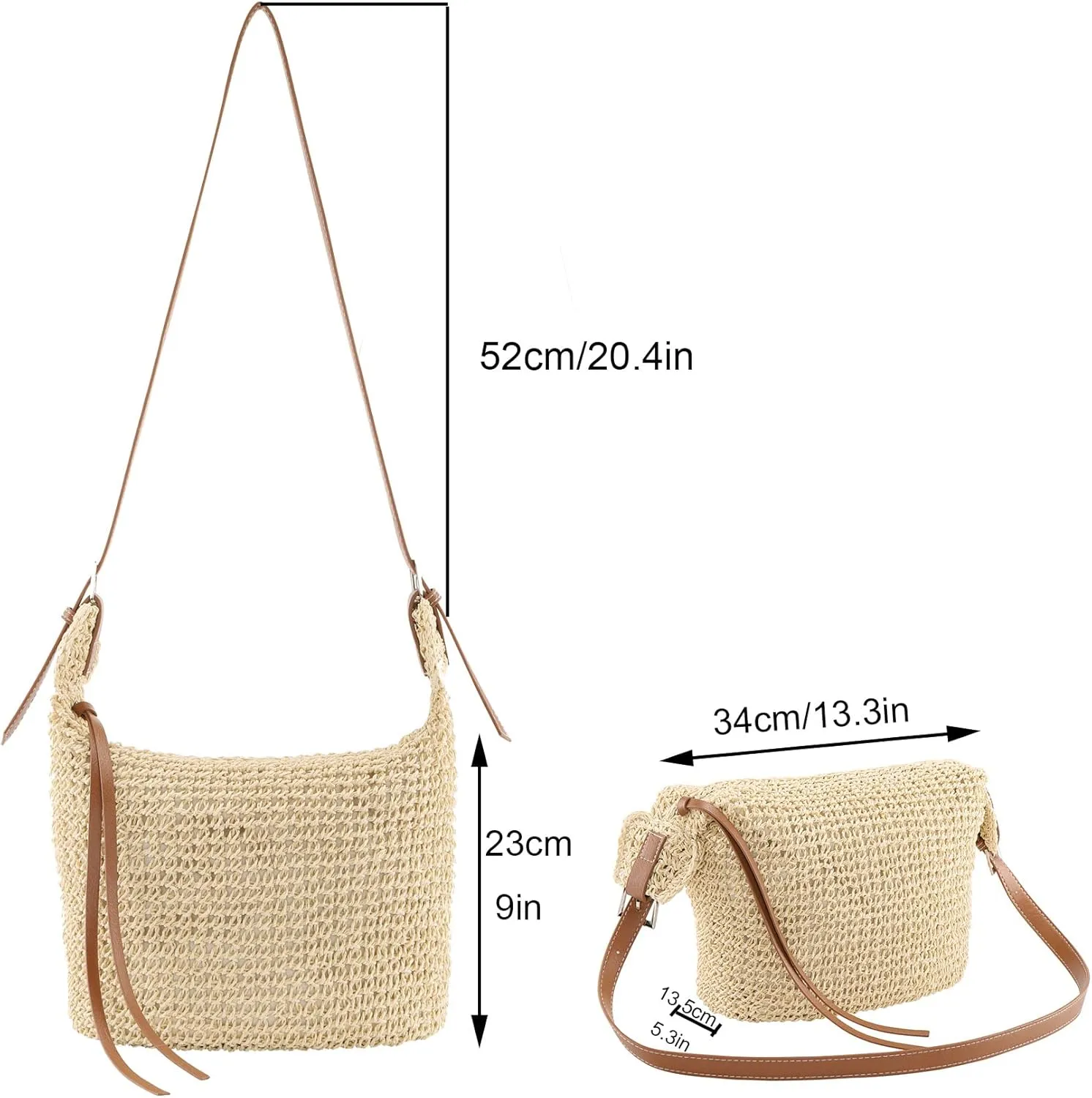 Ayliss Women Straw Handbag Purse Small Summer Beach Handmade Crossbody Shoulder Tote Handbag Handwoven Beach Straw Bag
