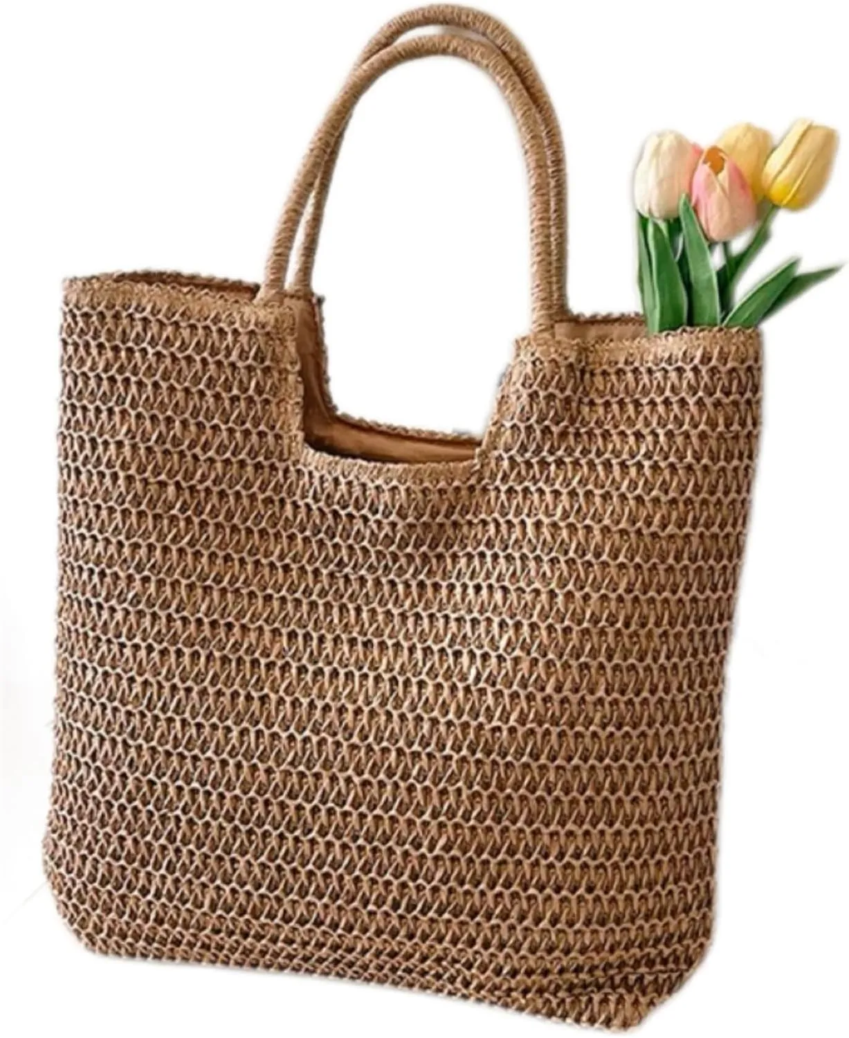 B-B1 Woven Beach Tote Bags for Women in Summer, Large Shoulder Handbags for Straw Beach Bags For Holiday, Travel