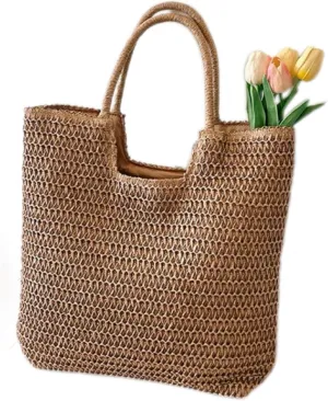 B-B1 Woven Beach Tote Bags for Women in Summer, Large Shoulder Handbags for Straw Beach Bags For Holiday, Travel