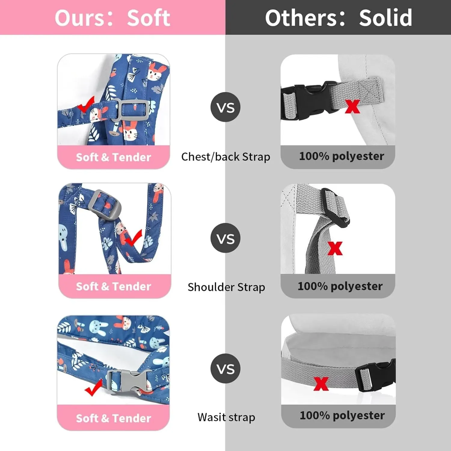 Baby doll carrier for baby girl Premiums soft straps and skin-friendly webbing stuffed animal carrier for kids and toddler facing in facing out and backpack 18 inch doll little flowers design
