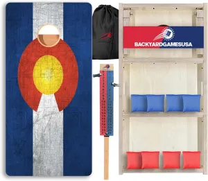 BackYardGamesUSA Pro Cornhole Boards Set | Made in USA | 3/4 Baltic Birch | No Bounce | Triple Thick Legs | Two Brace & Handles, Tournament 2x4 Regulation Set with Score Tower & Cornhole Bags