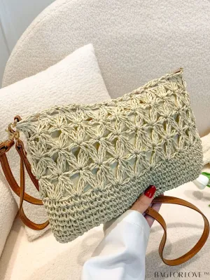 BagForLove - Vacation Style Straw Woven Shoulder Bag with Unique Hollow Out Design