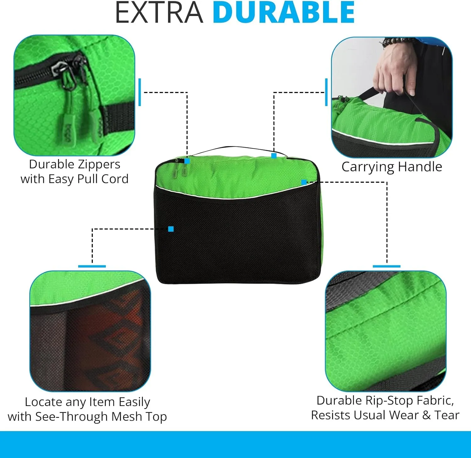 bago 7 Pcs Packing Cubes for Travel - 4 Travel Packing Cubes for Suitcases with 3 ZipLock Bags - Luggage Organizer Bags to Get Maximum Storage, Save Time & Effort to Pack (Green Red PurpleYellow)