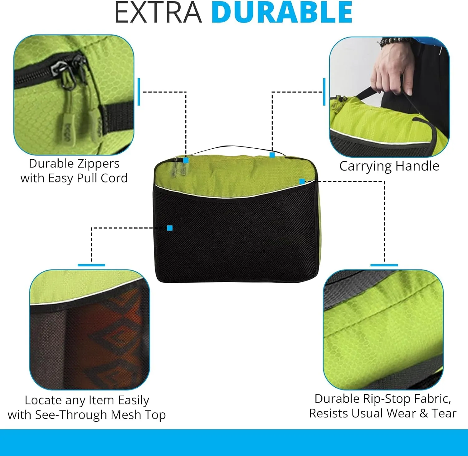bago 8 Pcs Packing Cubes for Travel - 5 Travel Packing Cubes for Suitcases with 3 ZipLock Bags - Luggage Organizer Bags to Get Maximum Storage, Save Time & Effort to Pack (Green Red Purple Yellow)