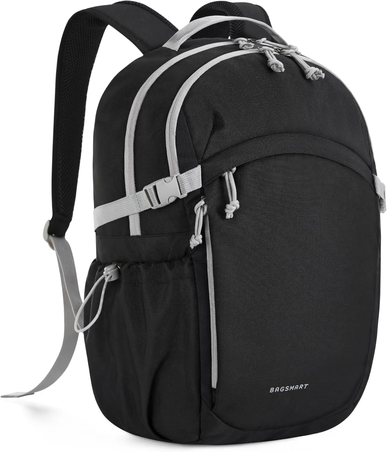BAGSMART Travel Backpack for Women&Men,Lightweight 15.6" Casual Backpack for College,TSA Carry On Backpack for Airplanes,Water Resistant Personal Item Bag for Gym,Hiking,Work,Black
