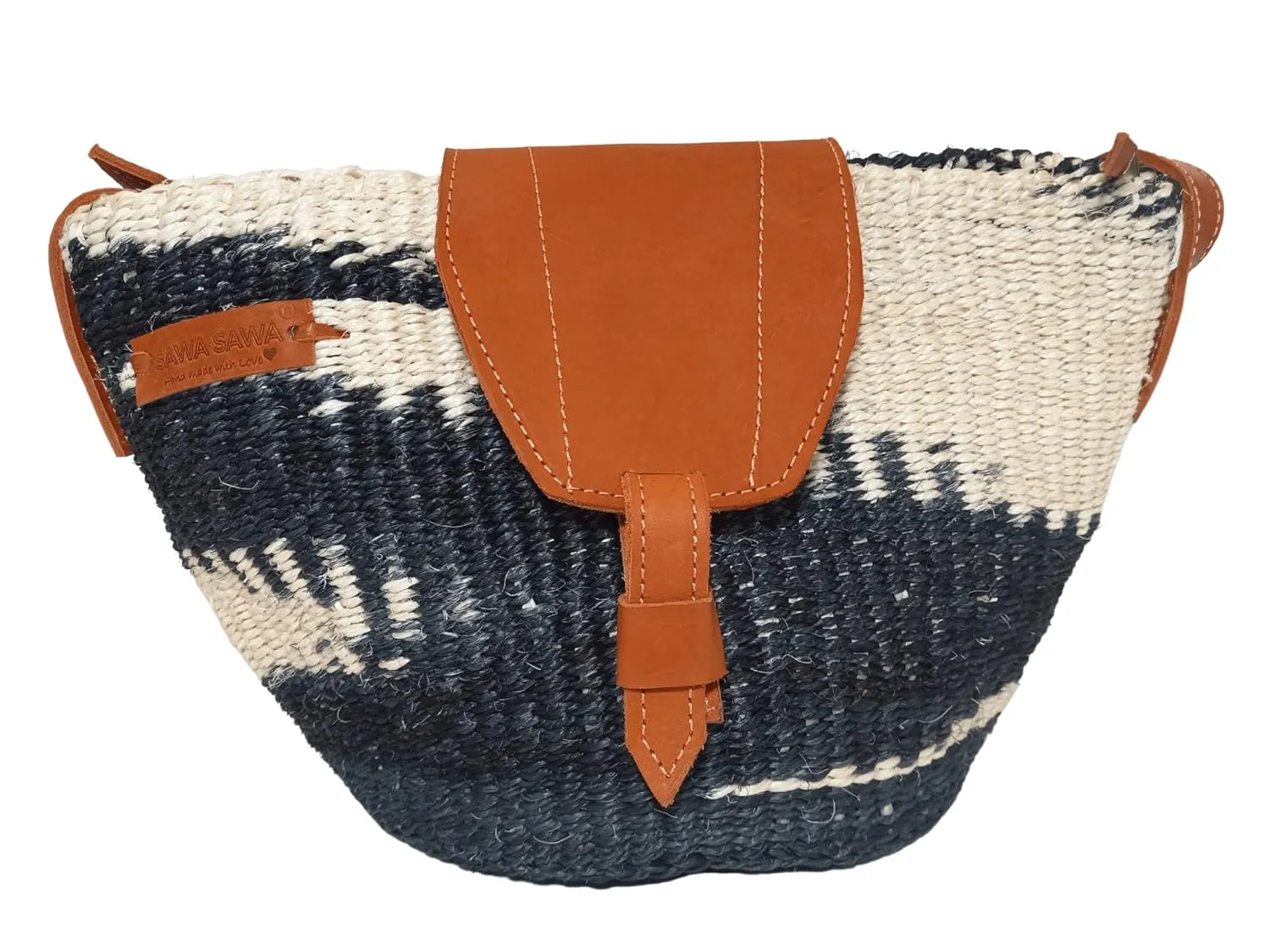 Balance Art Handmade Sisal Crossbody Bag, Hand Woven Bag with Adjustable Leather Strap, Lightweight Summer Bags for Women, Vacation Beach Purse with Flap and Zipper Closure Ideal for Travel
