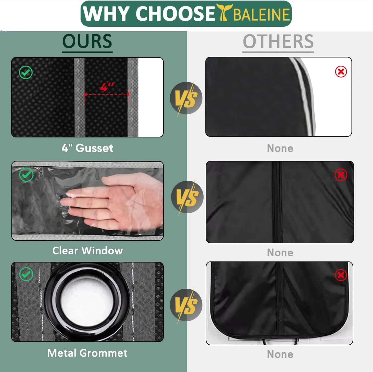 BALEINE 1PK Heavy Duty Garment Bag with Shoe Storage Travel Bag for Dresses, Suit, Coats Travel Essential (54", Black)