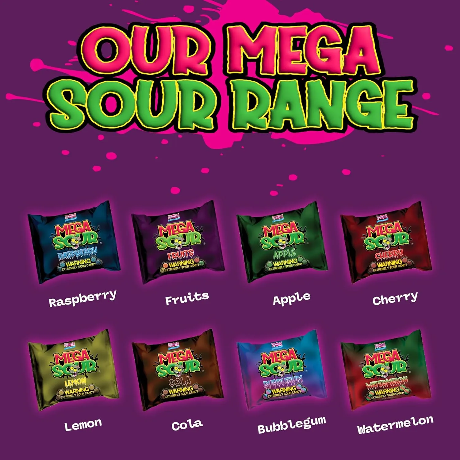 Barnetts - Mega Sour Candy Apple 454g - Trendy Sweet Bags - Traditionally Handmade Sweets - Sour Coating Lasts 20 Seconds - Candies for Party Bag, Gift Hamper, or Hamper Box