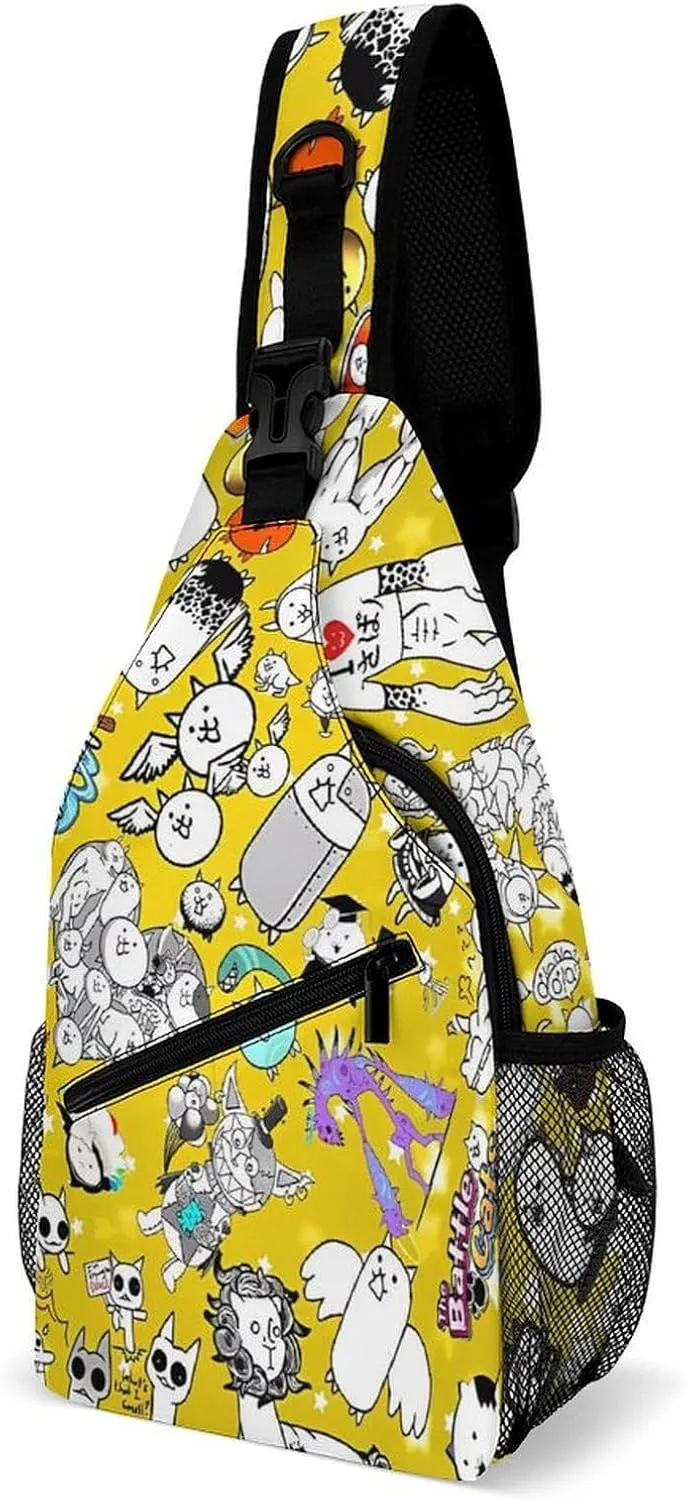 Battle-Cats Strap Casual Chest Bag, Multi-Purpose Crossbody Bag, Travel Bag For Men And Women 38x20cm