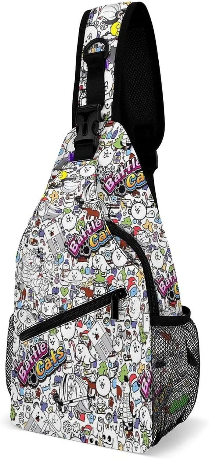 Battle-Cats Strap Casual Chest Bag, Multi-Purpose Crossbody Bag, Travel Bag For Men And Women 38x20cm