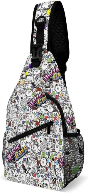 Battle-Cats Strap Casual Chest Bag, Multi-Purpose Crossbody Bag, Travel Bag For Men And Women 38x20cm