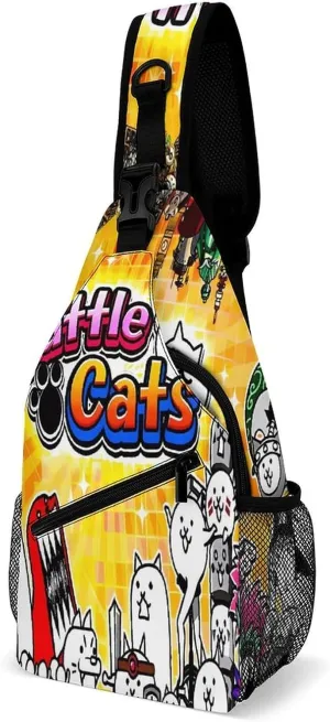 Battle-Cats Strap Casual Chest Bag, Multi-Purpose Crossbody Bag, Travel Bag For Men And Women 38x20cm