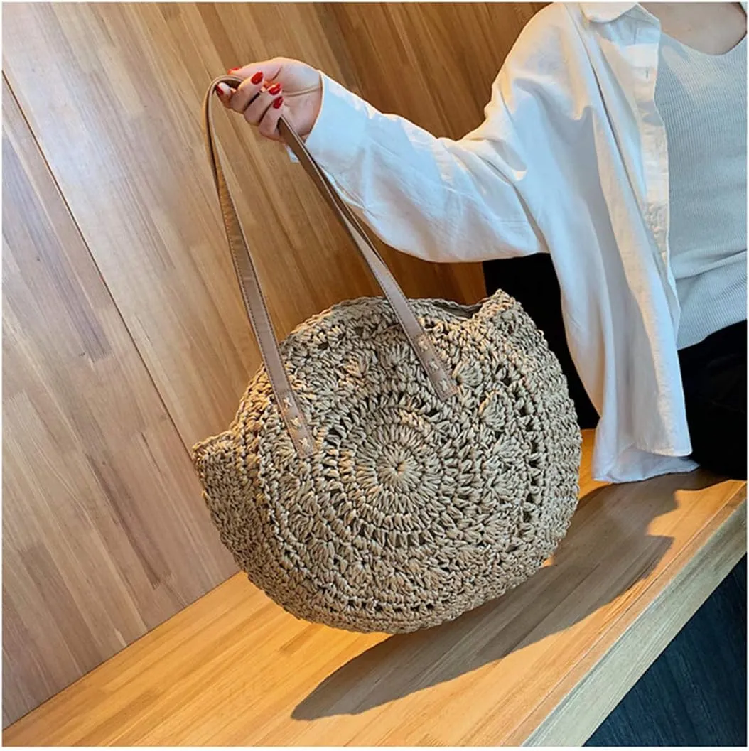 Beach Bags for Women Straw Bag Vacation Summer Large Foldable Straw Beach Bag Tote Woven Shoulder Purse Handbag Beach Gifts