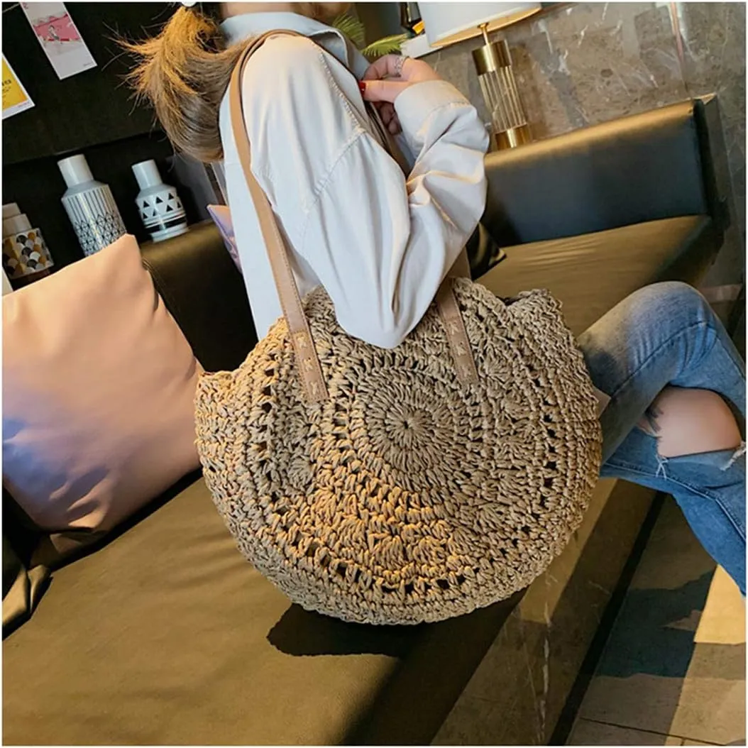 Beach Bags for Women Straw Bag Vacation Summer Large Foldable Straw Beach Bag Tote Woven Shoulder Purse Handbag Beach Gifts