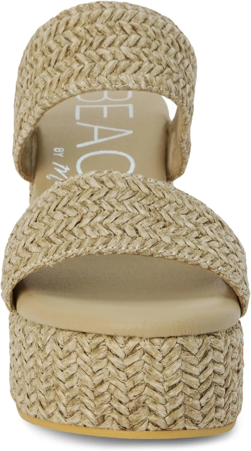 BEACH by Matisse Womens Ocean Ave Platform Block Casual Sandals Casual High Heel 3" & Up - Beige