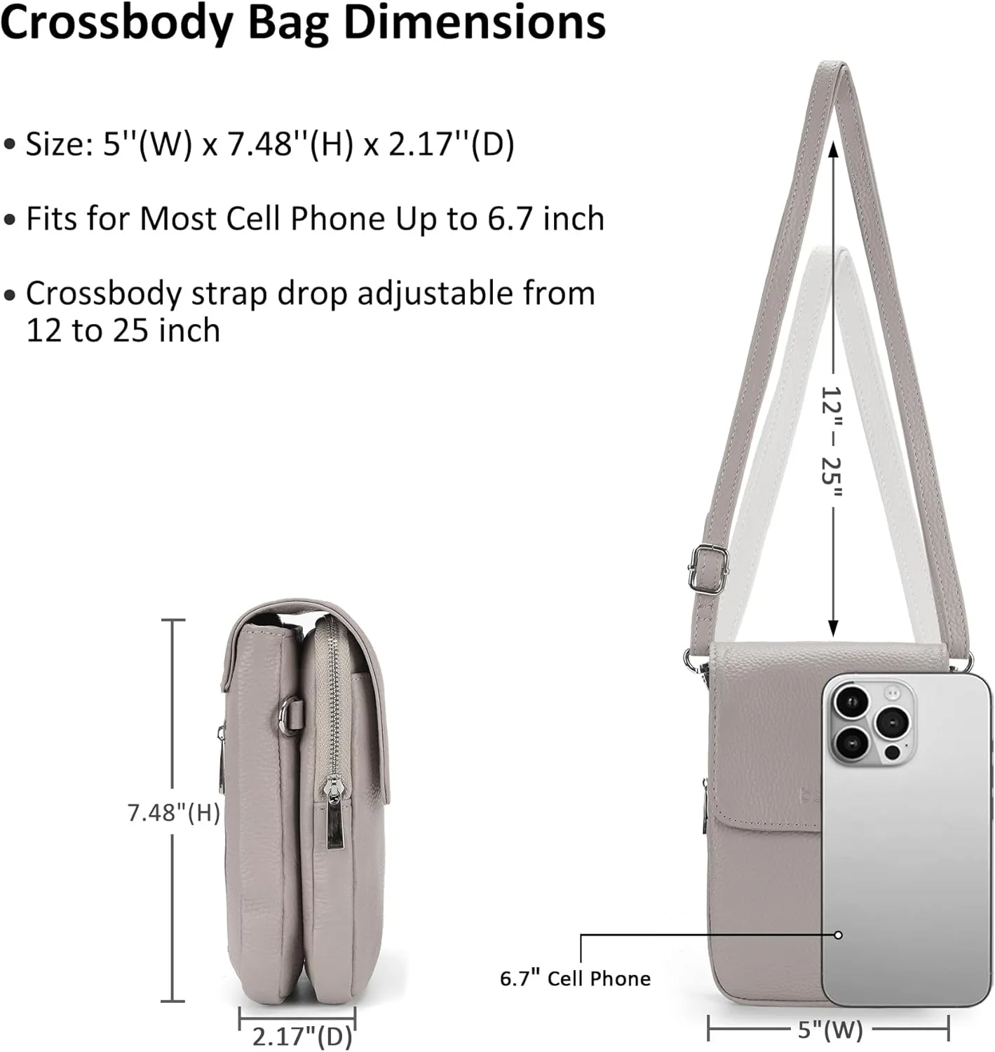 befen Genuine Leather Small Crossbody Bags for Women, Cell Phone Cross body Purse Bag with RFID Blocking Card Slots