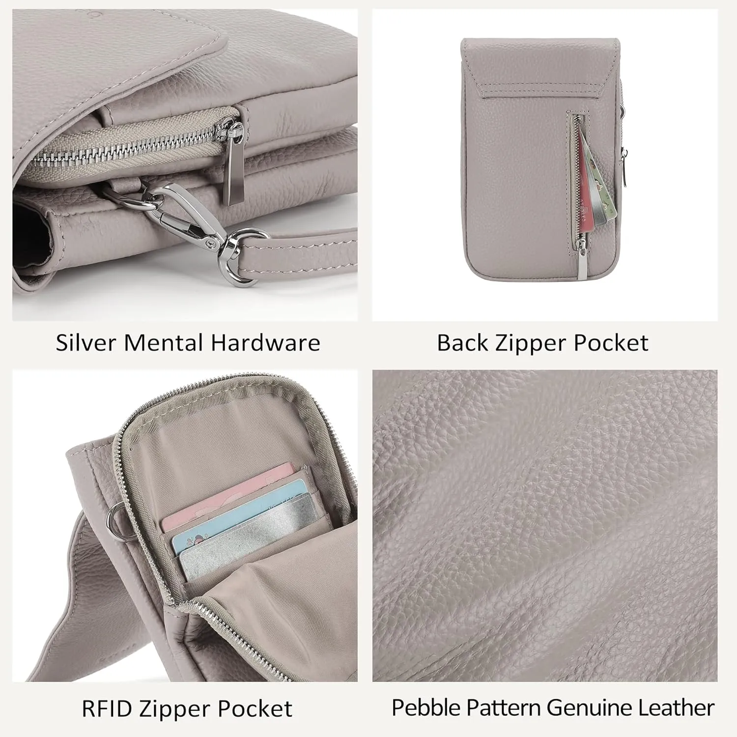 befen Genuine Leather Small Crossbody Bags for Women, Cell Phone Cross body Purse Bag with RFID Blocking Card Slots