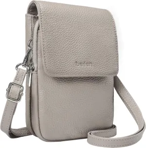 befen Genuine Leather Small Crossbody Bags for Women, Cell Phone Cross body Purse Bag with RFID Blocking Card Slots