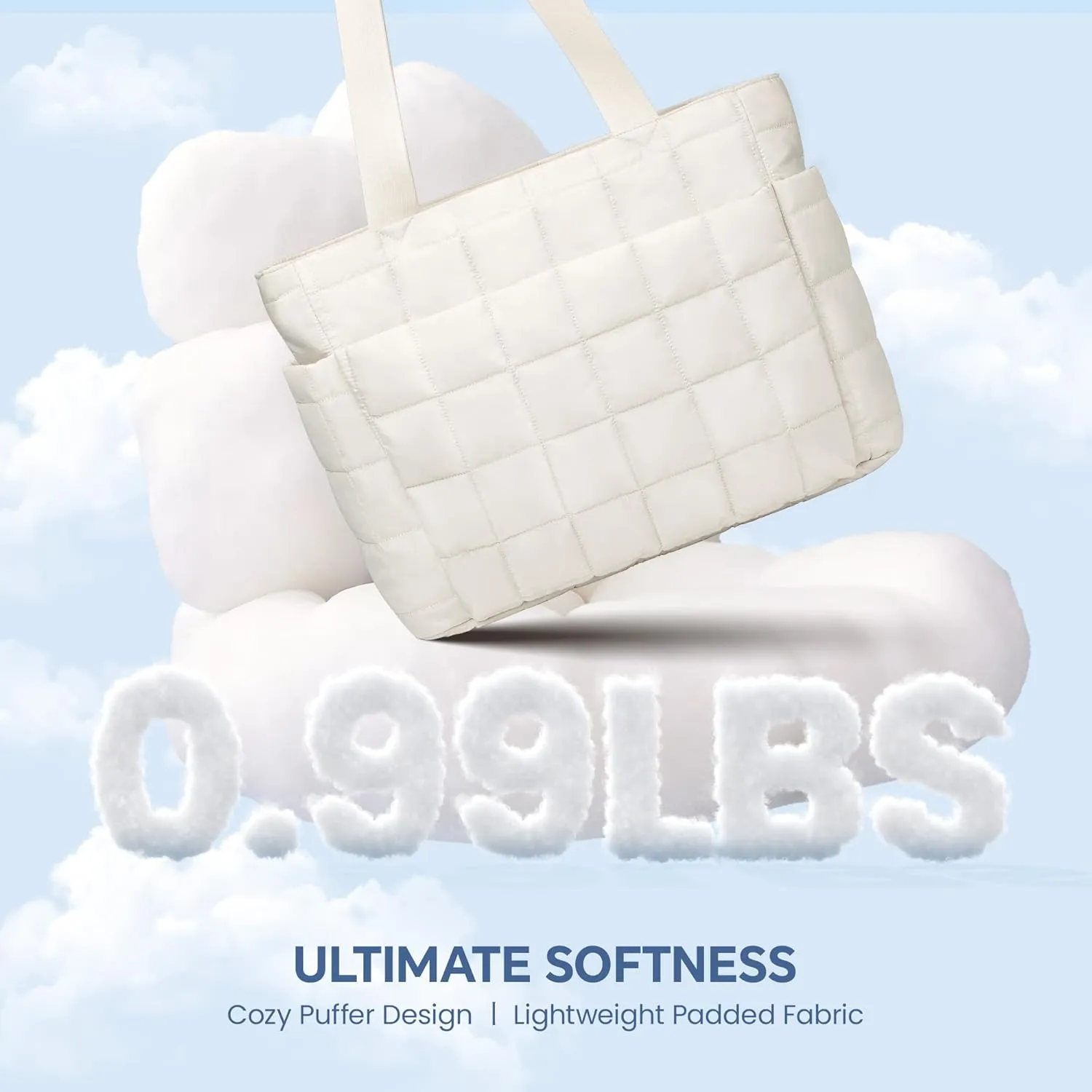 befen Laptop Tote Bag for Women Work, Travel Tote Bags Nurse Puffer Quilted Handbags, Lightweight Waterproof Beach Purse