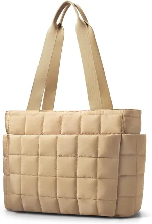 befen Laptop Tote Bag for Women Work, Travel Tote Bags Nurse Puffer Quilted Handbags, Lightweight Waterproof Beach Purse