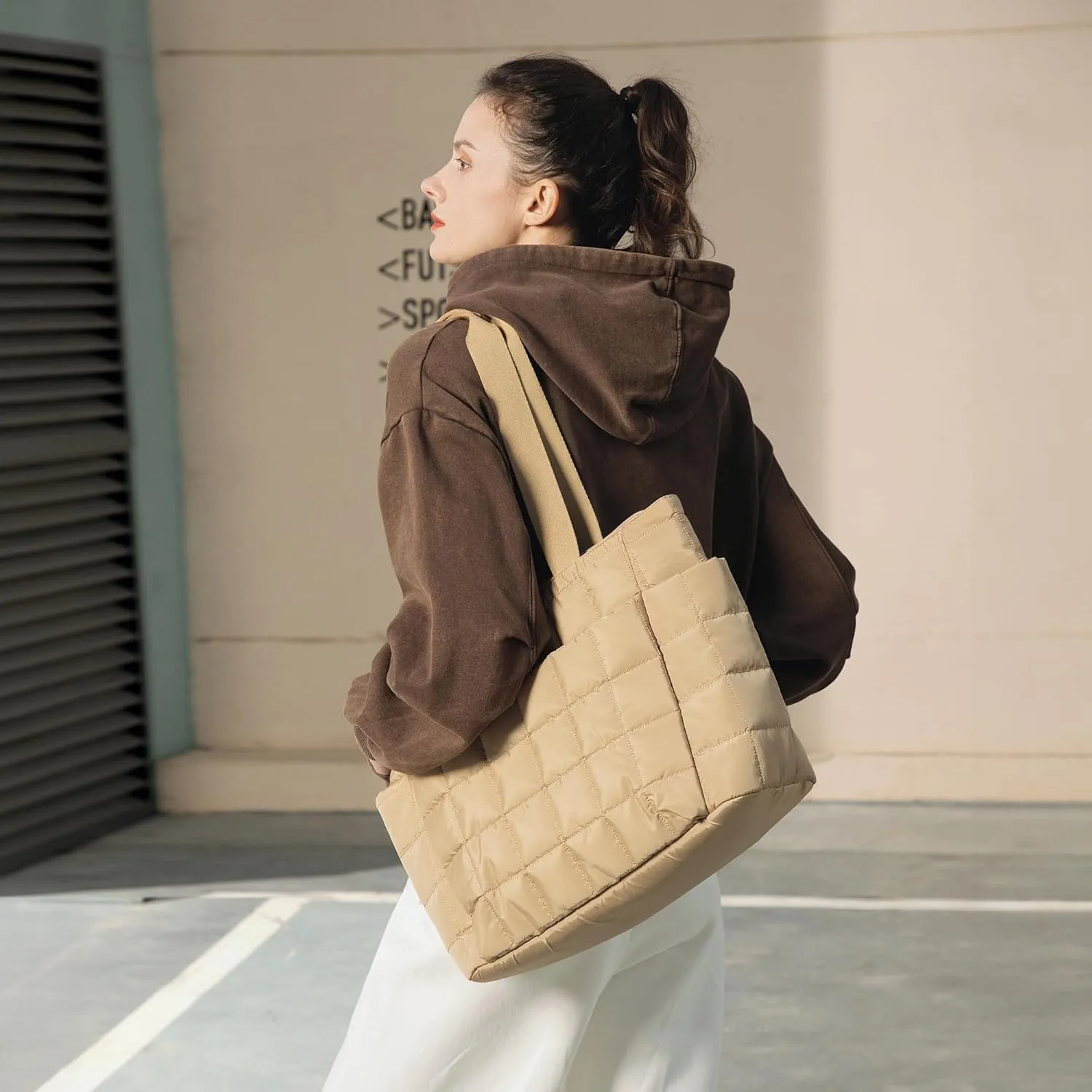 befen Laptop Tote Bag for Women Work, Travel Tote Bags Nurse Puffer Quilted Handbags, Lightweight Waterproof Beach Purse