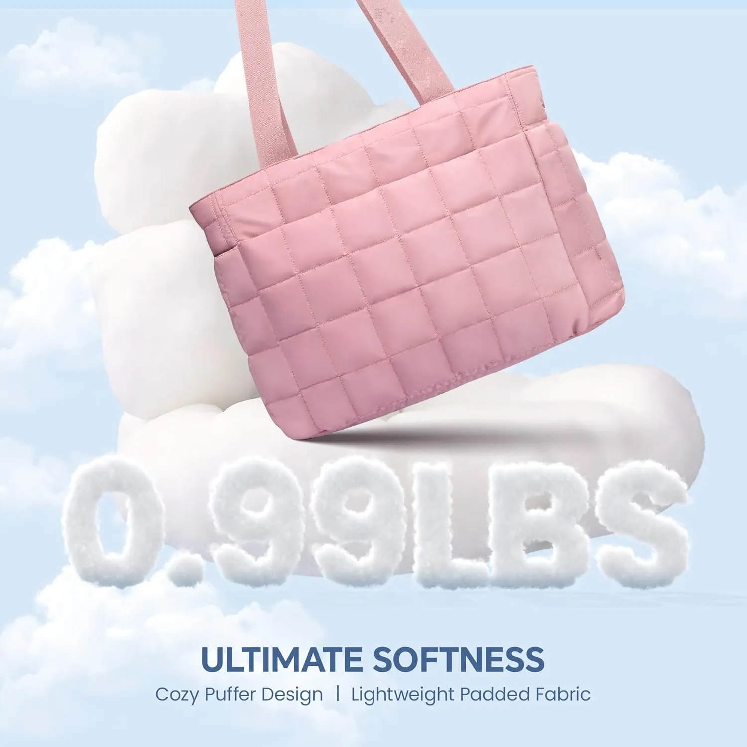 befen Laptop Tote Bag for Women Work, Travel Tote Bags Nurse Puffer Quilted Handbags, Lightweight Waterproof Beach Purse