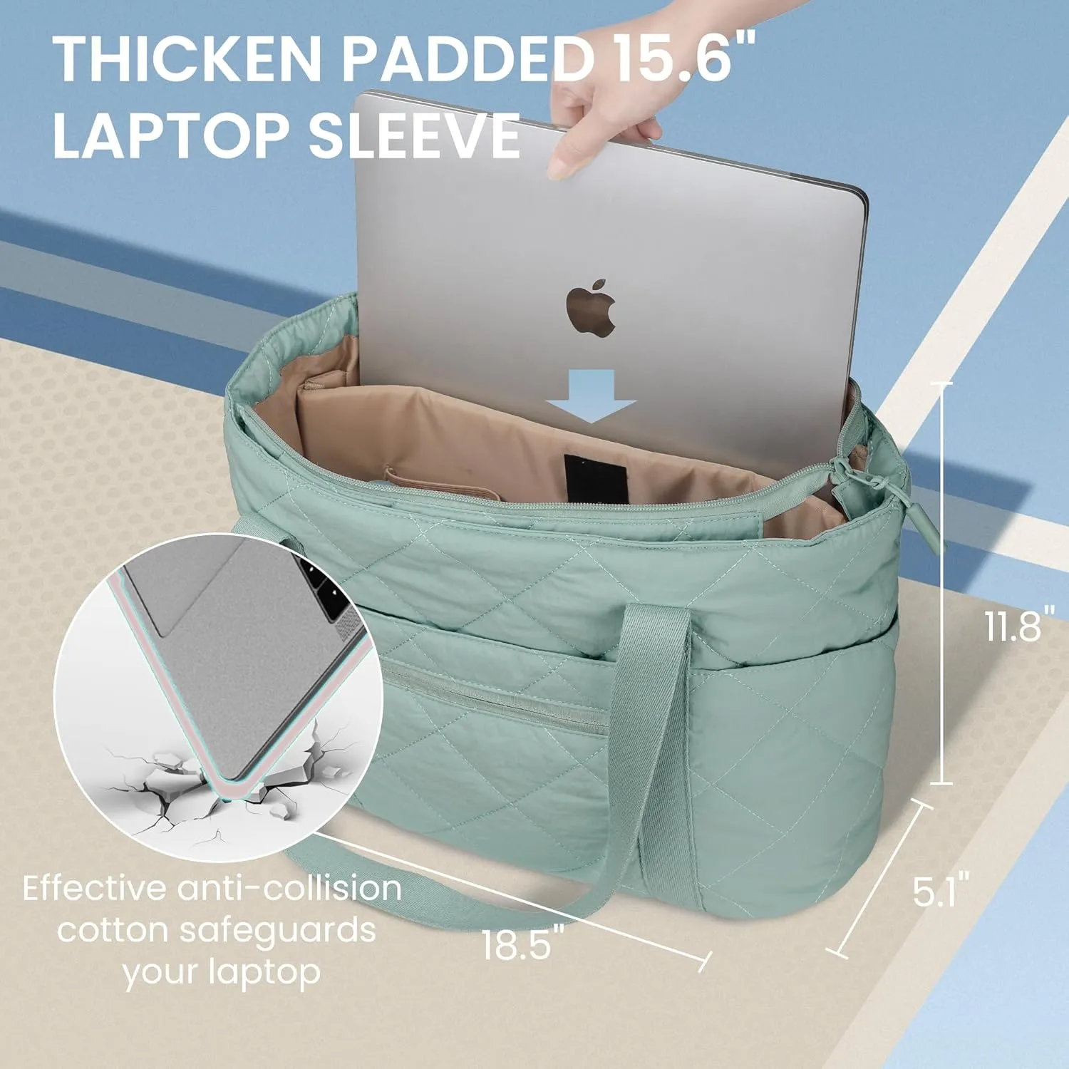 befen Laptop Tote Bag for Women Work, Travel Tote Bags Nurse Puffer Quilted Handbags, Lightweight Waterproof Beach Purse