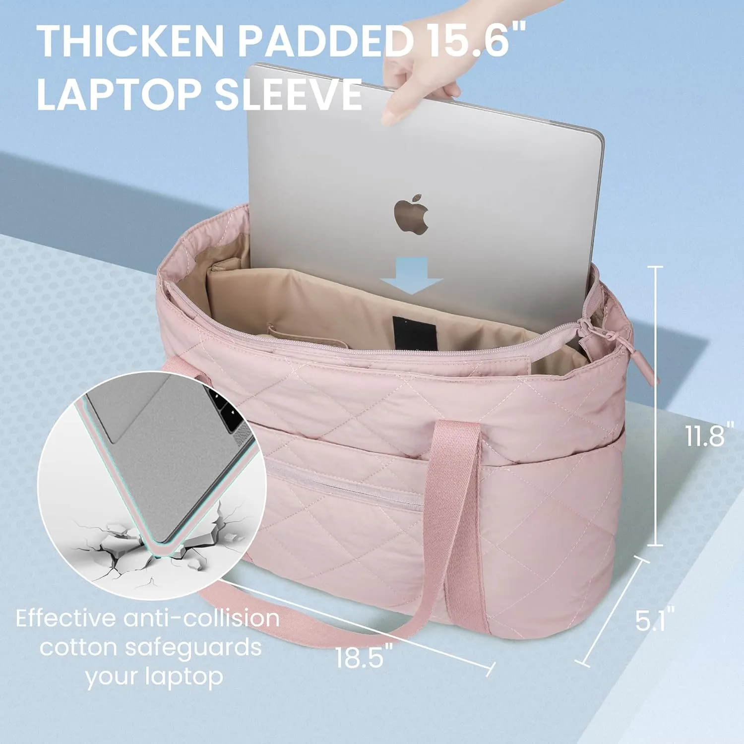 befen Laptop Tote Bag for Women Work, Travel Tote Bags Nurse Puffer Quilted Handbags, Lightweight Waterproof Beach Purse