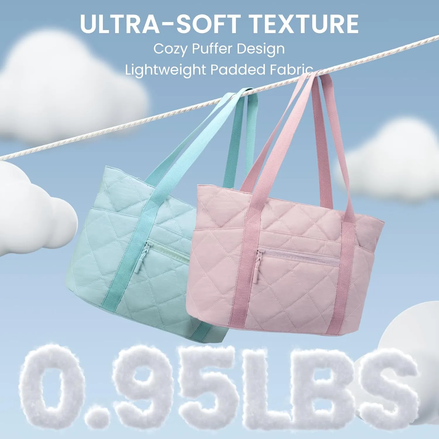 befen Laptop Tote Bag for Women Work, Travel Tote Bags Nurse Puffer Quilted Handbags, Lightweight Waterproof Beach Purse