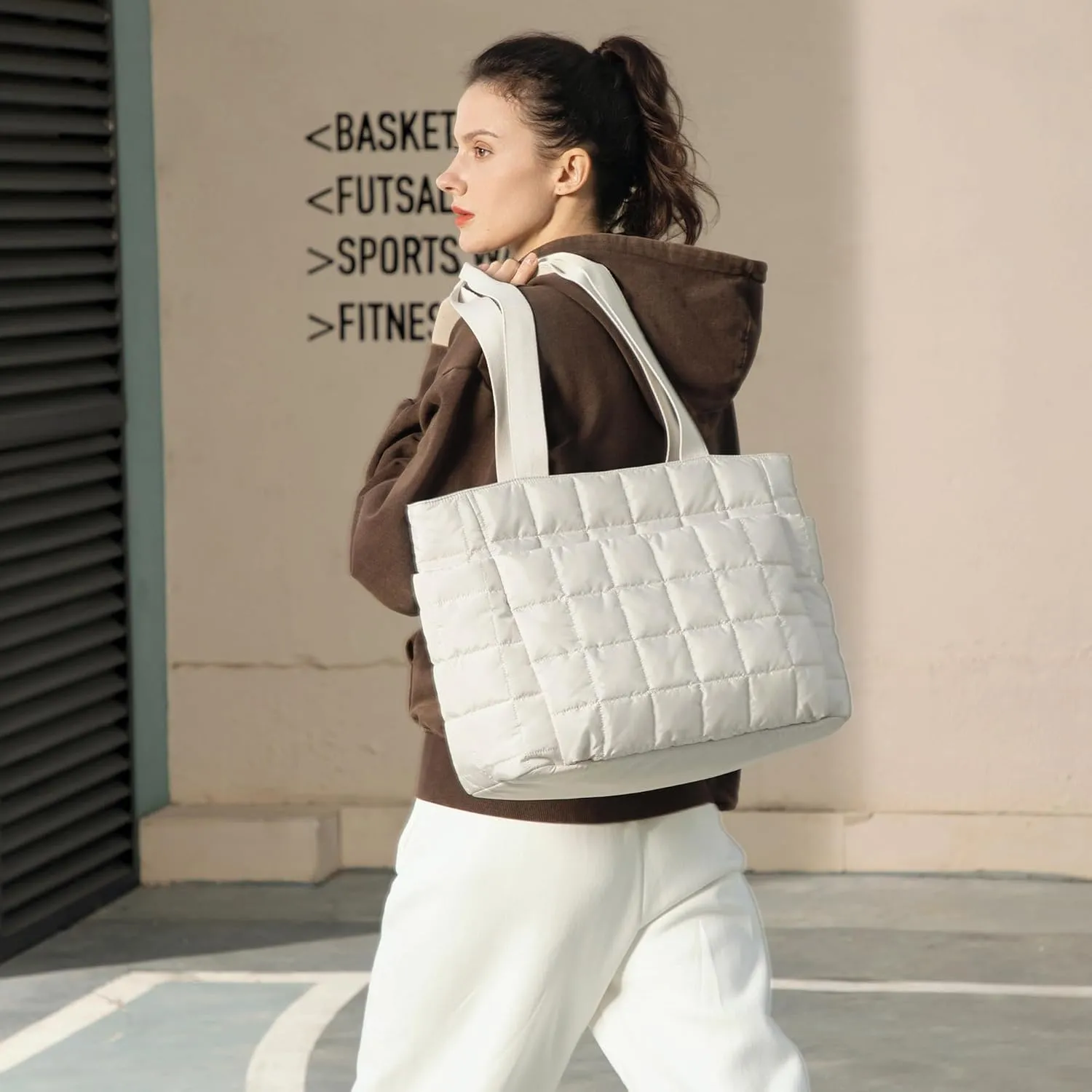 befen Laptop Tote Bag for Women Work, Travel Tote Bags Nurse Puffer Quilted Handbags, Lightweight Waterproof Beach Purse