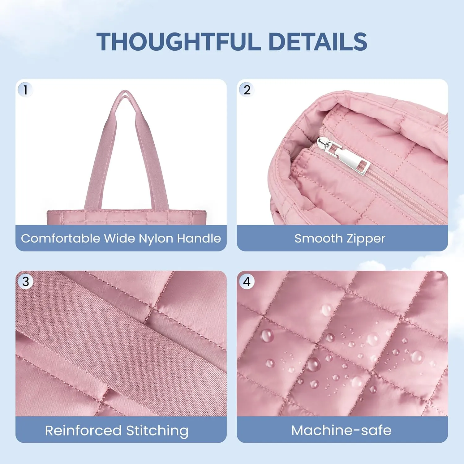 befen Laptop Tote Bag for Women Work, Travel Tote Bags Nurse Puffer Quilted Handbags, Lightweight Waterproof Beach Purse