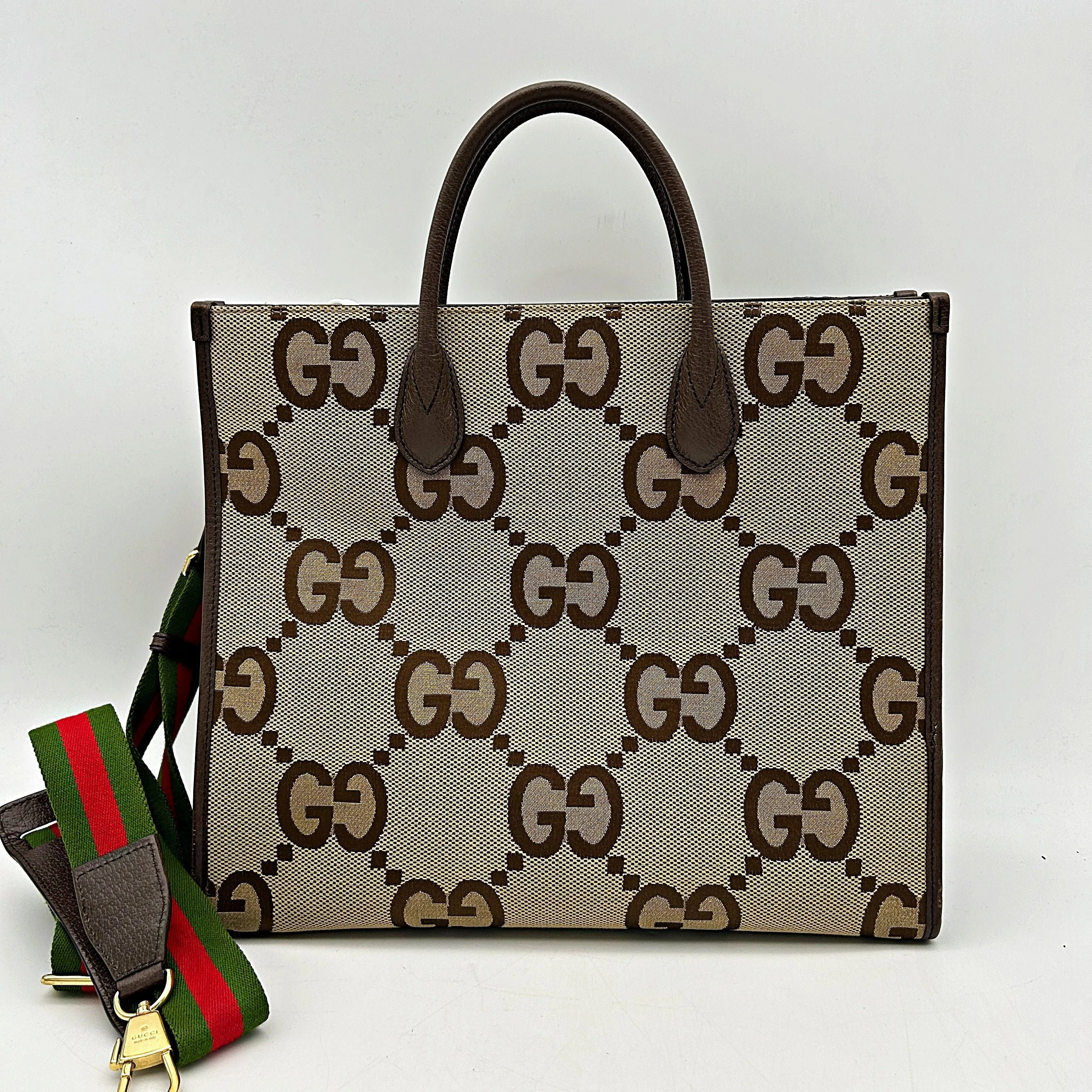 Beige Canvas Jumbo Resilient Gucci LA45362 GG Brown Bag Gucci Simple Tote