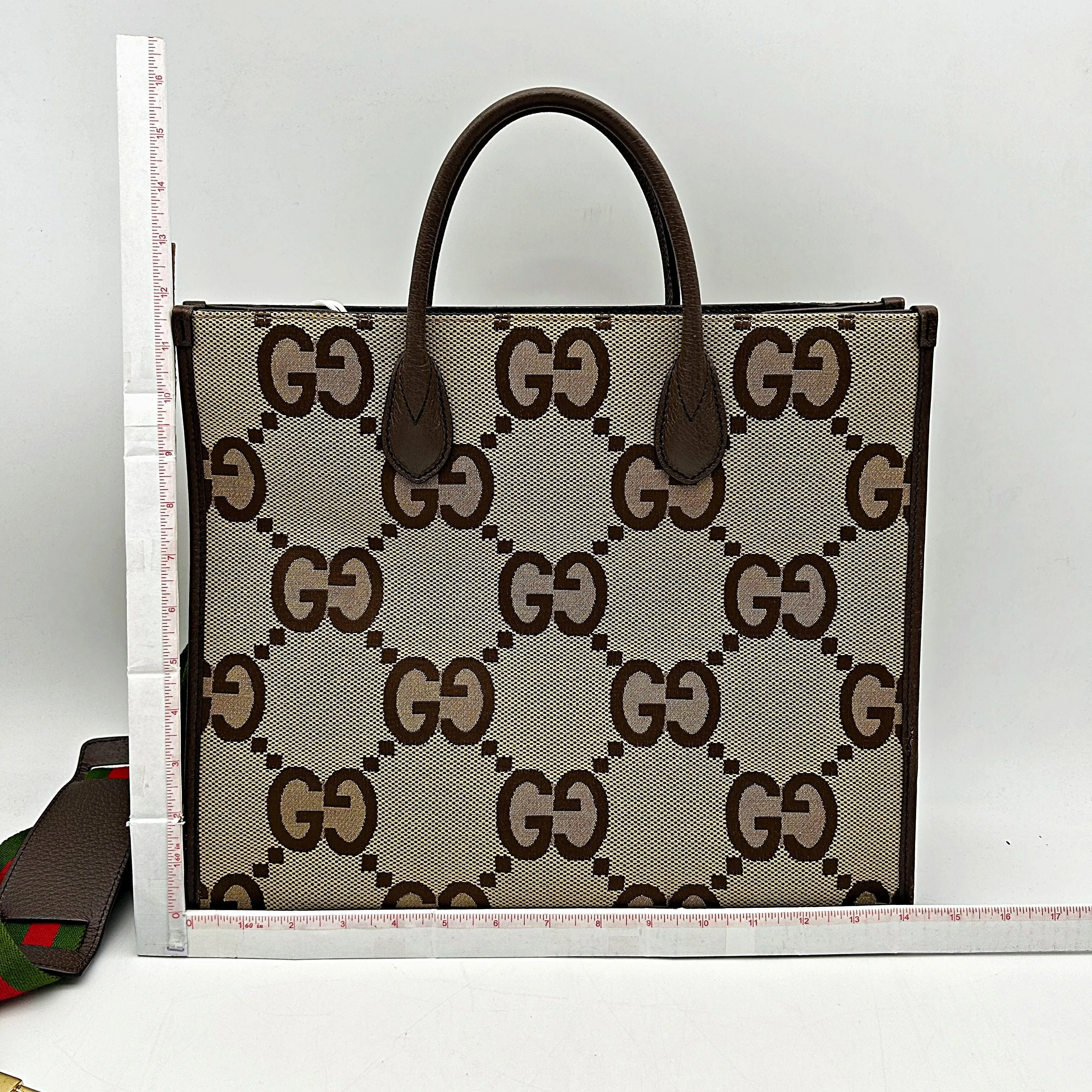 Beige Canvas Jumbo Resilient Gucci LA45362 GG Brown Bag Gucci Simple Tote