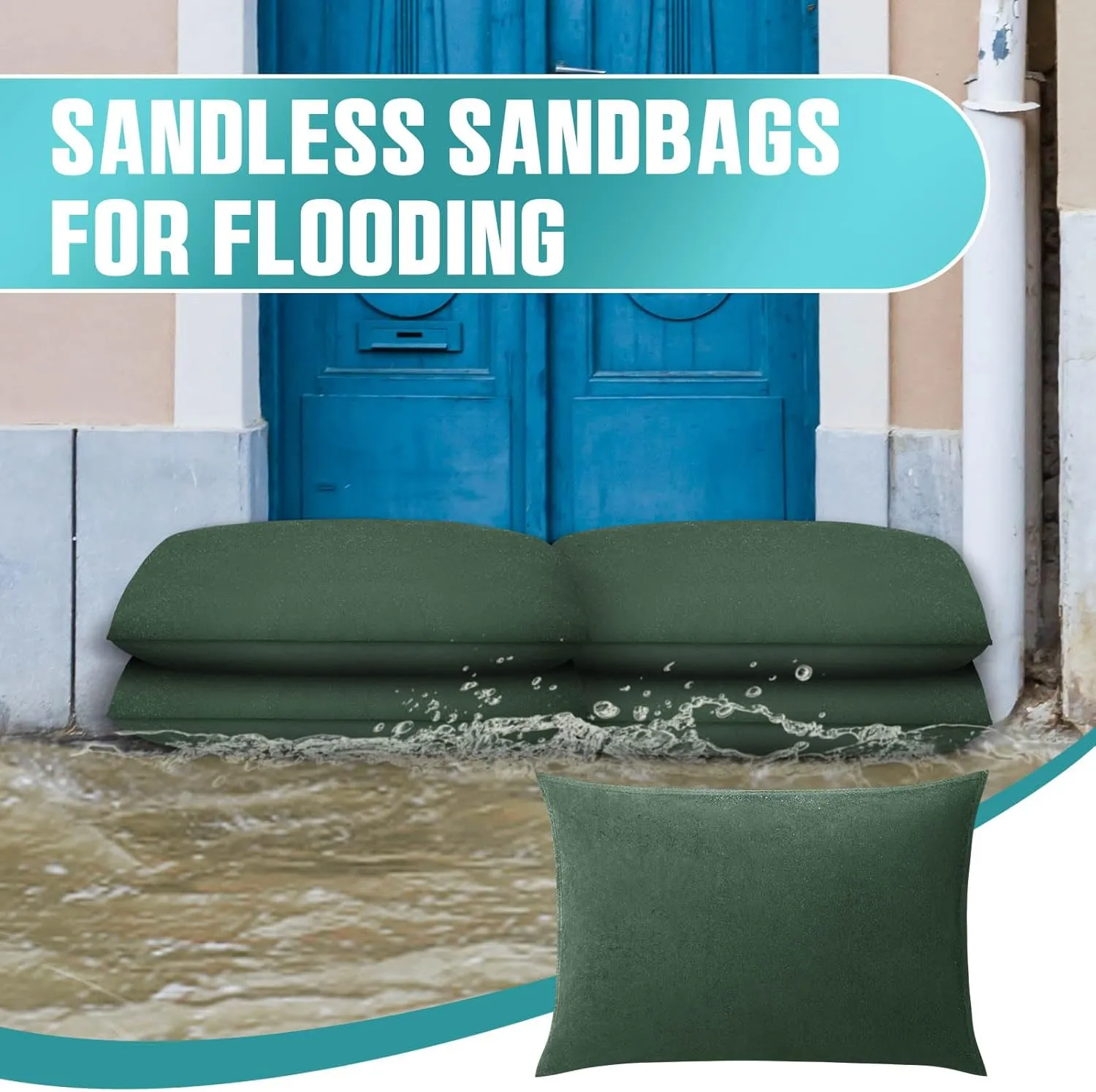 Berlune 8 Pcs Flood Barriers for Home 1ft x 2ft Water Barrier Reusable Absorbent Flood Prevention Barriers Sandless Sandbags Rain Hurricane Flood Barrier for Flooding Door Garage Basement