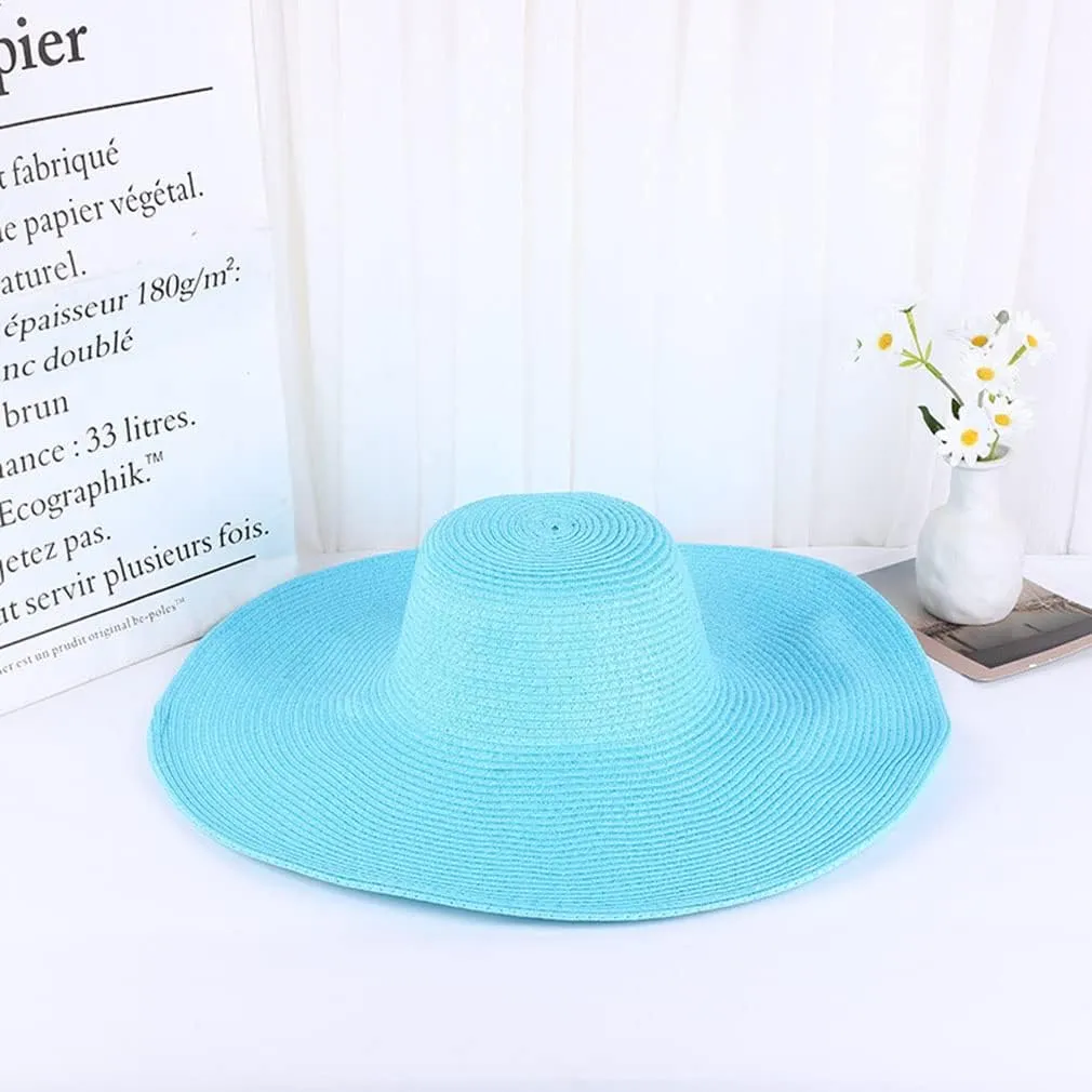 Big Beach Hats for Women Foldable Summer Wide Brim Packable Oversized Sun Hat Lady Girl Travel Straw Cap