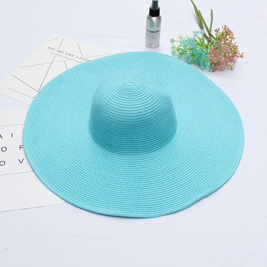 Big Beach Hats for Women Foldable Summer Wide Brim Packable Oversized Sun Hat Lady Girl Travel Straw Cap