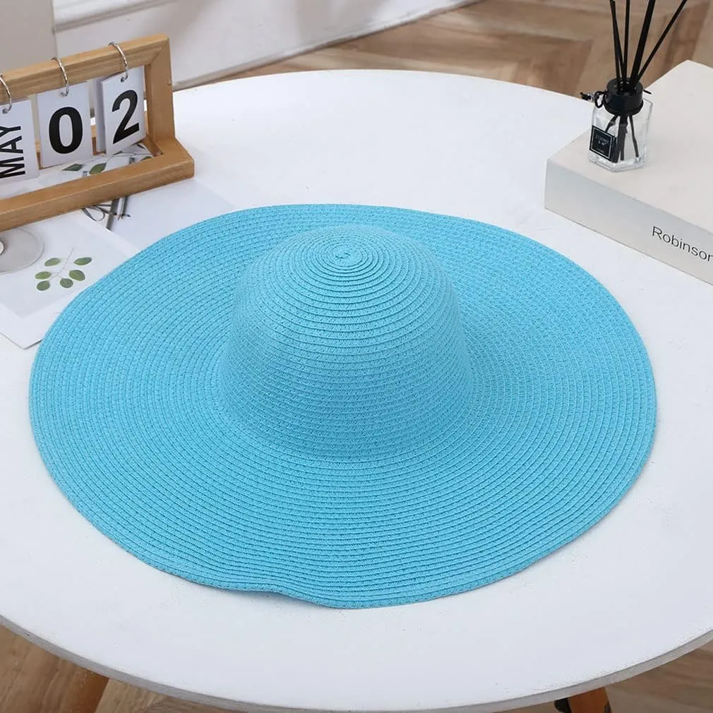 Big Beach Hats for Women Foldable Summer Wide Brim Packable Oversized Sun Hat Lady Girl Travel Straw Cap