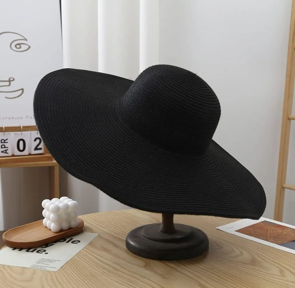 Big Beach Hats for Women Foldable Summer Wide Brim Packable Oversized Sun Hat Lady Girl Travel Straw Cap