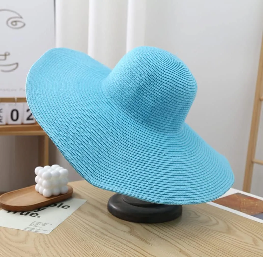 Big Beach Hats for Women Foldable Summer Wide Brim Packable Oversized Sun Hat Lady Girl Travel Straw Cap