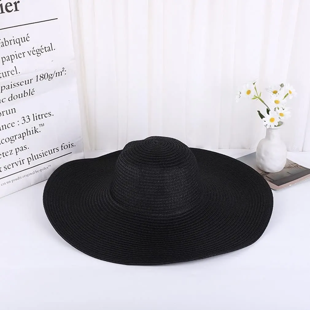 Big Beach Hats for Women Foldable Summer Wide Brim Packable Oversized Sun Hat Lady Girl Travel Straw Cap