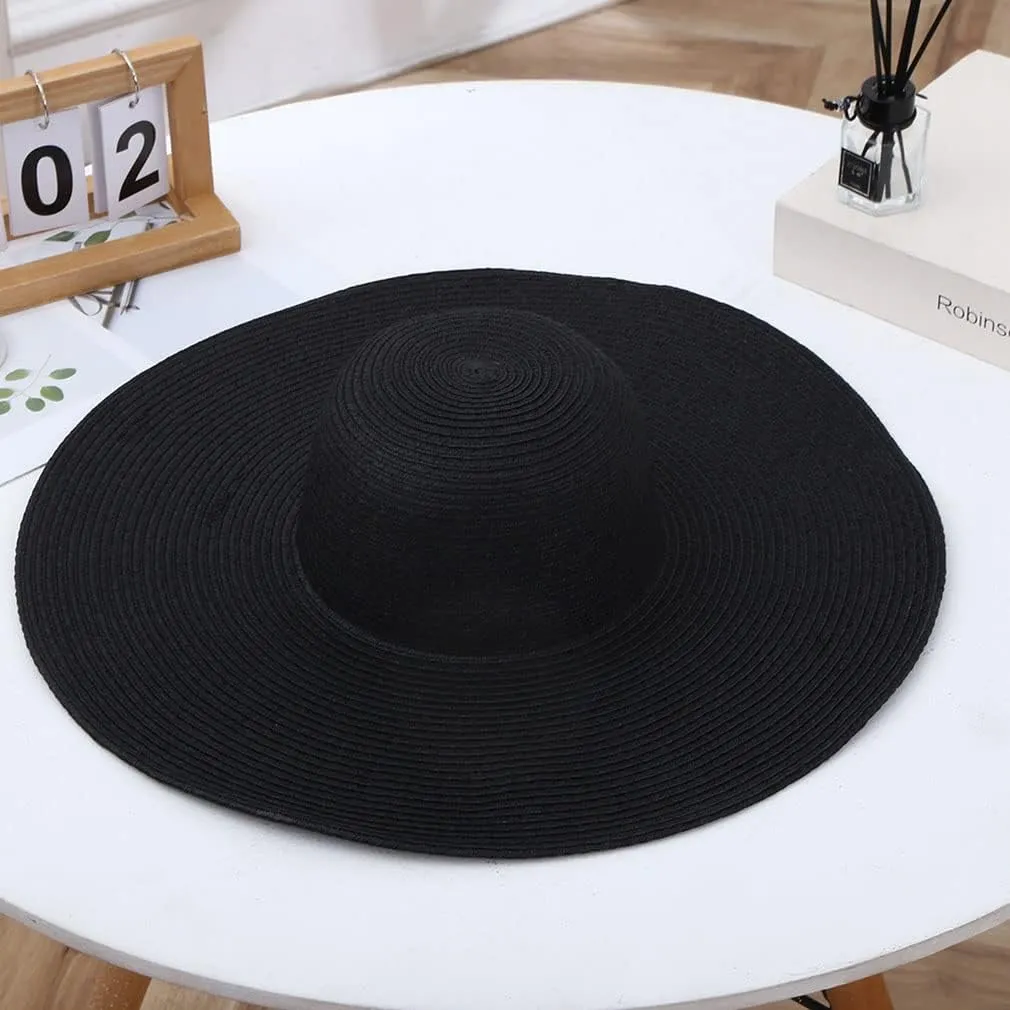 Big Beach Hats for Women Foldable Summer Wide Brim Packable Oversized Sun Hat Lady Girl Travel Straw Cap