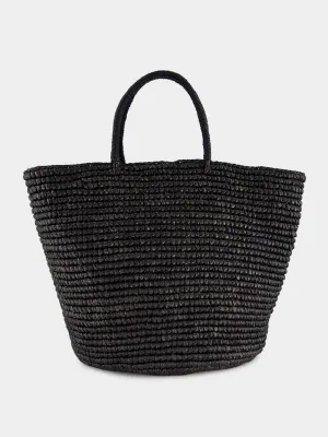 Black Straw Maxi Tote