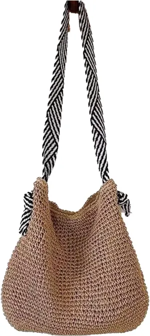 Bohemian Straw Bag,Tote Handmade Bag Hand-woven Women Handbags for Retro Summer Vacation Beach Travel Daily Matching 02