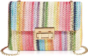 Bohemian Straw Beach Bag, Crossbody Bags for Women, Handmade Woven Purse, Tassel Handbags for Vacation, Travel(Color 2)