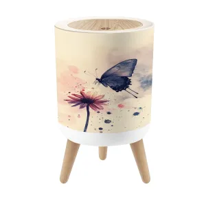 Boho Small Trash Can with Lid Ethereal Butterfly Mid Flight Watercolor Pastel Sky Setting 1.8 Gallon Dog Proof Trash Can Round Garbage Can Waste Bin Wastebasket for Bathroom Bedroom Living Room