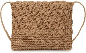 Boho Straw Shoulder Bag Handwoven Wicker Beach Purse for Women Crossbody Handbag
