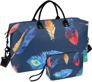 Bolaz Duffle Bag for Travel-Colorful Feather Print， Easy Update Large Magnectic Sticker Refrigerator Magnets Decor Wash Machine Magnet Decals23"x26"