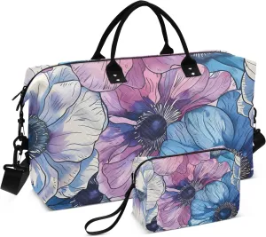 Bolaz Duffle Bag for Travel-Exotic Anemone Flower Periodic Sample，Weekender Overnight Bag with Wet Pocket for Women，Large Carry On Airport Bag with Toiletry Bag for Travel, Business Trips, Sports